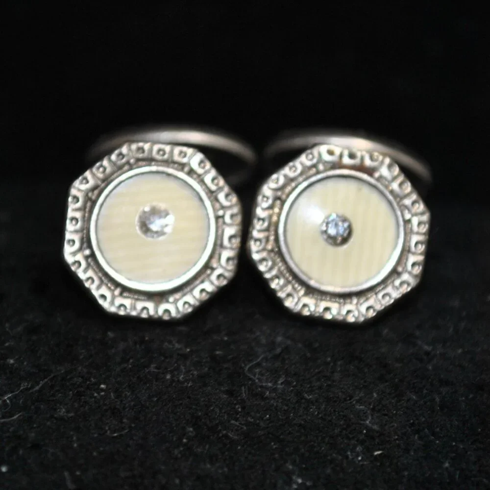 Antique/Vintage Art Deco Celluloid Octagon-shaped Cufflinks
